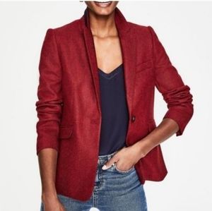 Boden Bath British Red Herringbone Tweed Blazer, Size 6P.